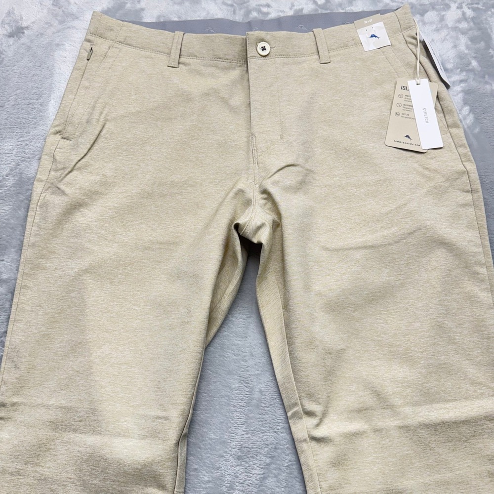 New Tommy Bahama IslandZone Pants Mens 36x32 Tan Stretch On Par Golf Chino UPF - Picture 2 of 15